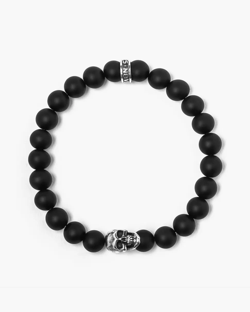 Cheap Nove25 Armband Onyx-Stein-Matt 080 Und Totenkopf Klein