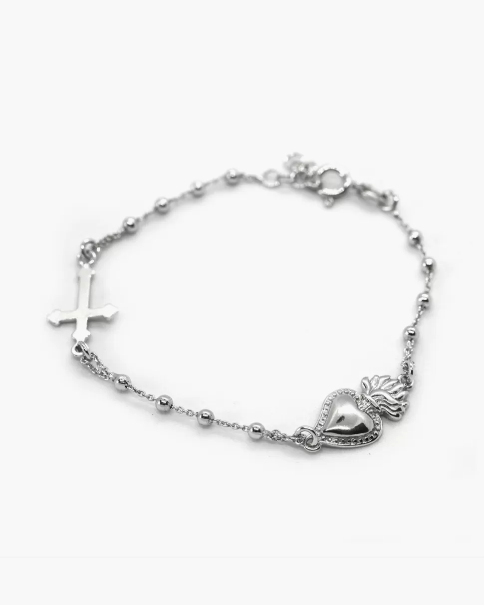 Clearance Nove25 Armband Rosenkranz Herz Ex-Voto Und Gotisches Kreuz