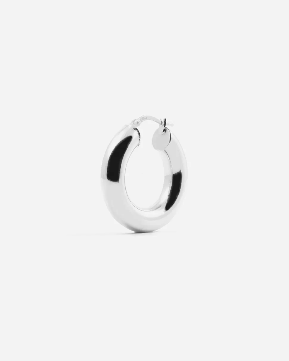 Outlet Nove25 Einzel Ohrring Bold Loop / Rhodium Poliert