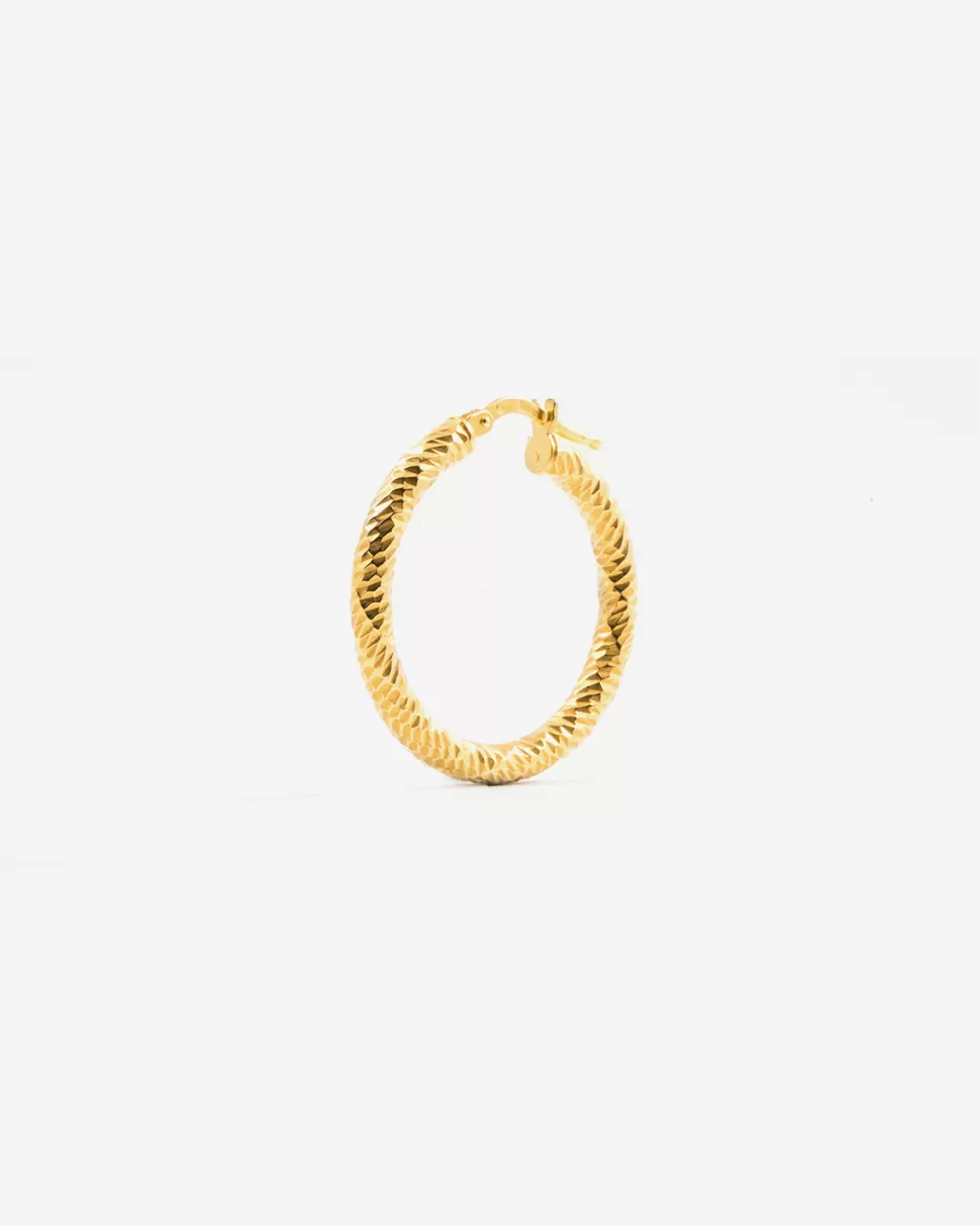 Fashion Nove25 Einzel Ohrring Diamond Hoop Gros / Gelbgold Poliert