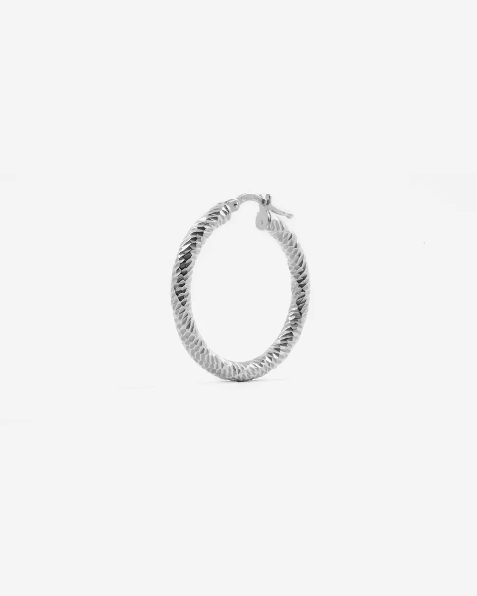 Best Nove25 Einzel Ohrring Diamond Hoop Gros / Rhodium Poliert