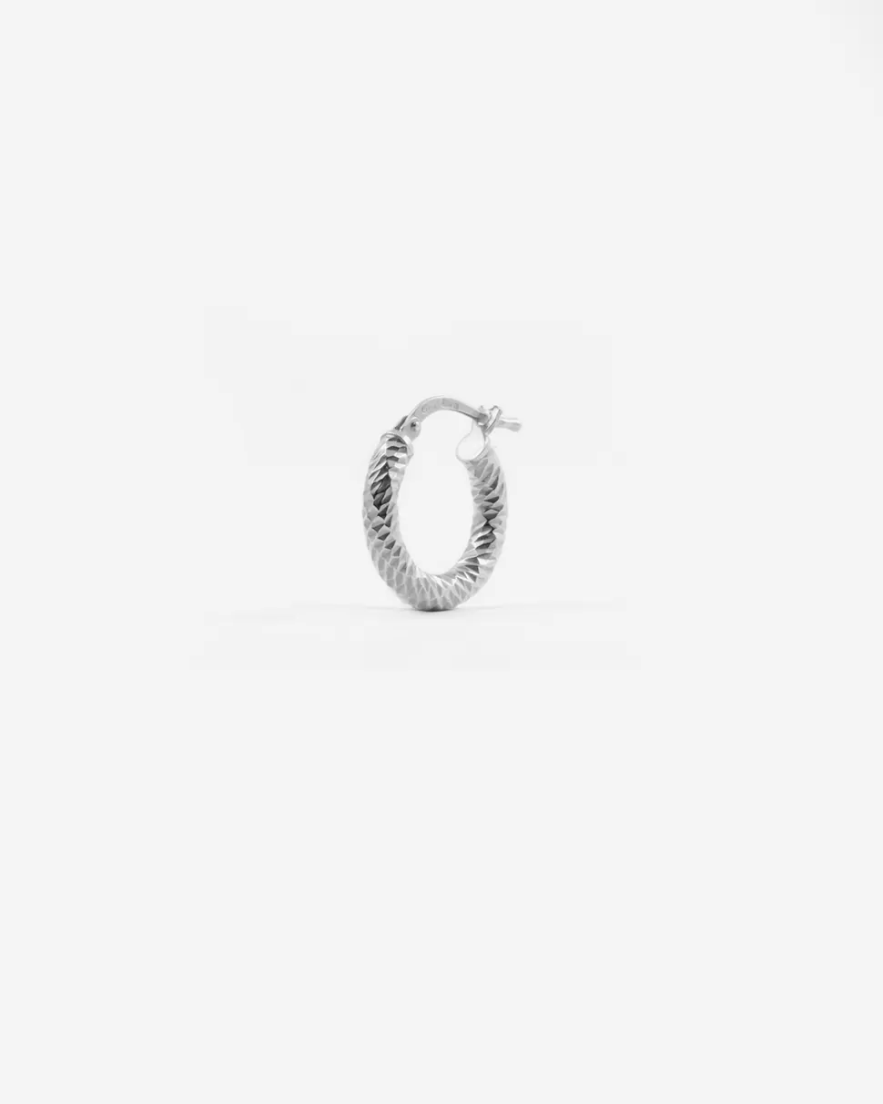 Fashion Nove25 Einzel Ohrring Diamond Hoop Klein / Rhodium Poliert