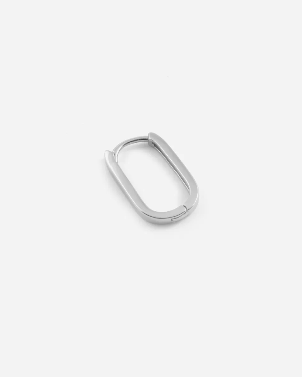 Cheap Nove25 Einzel Ohrring Kleines Oval Slim / Rhodium