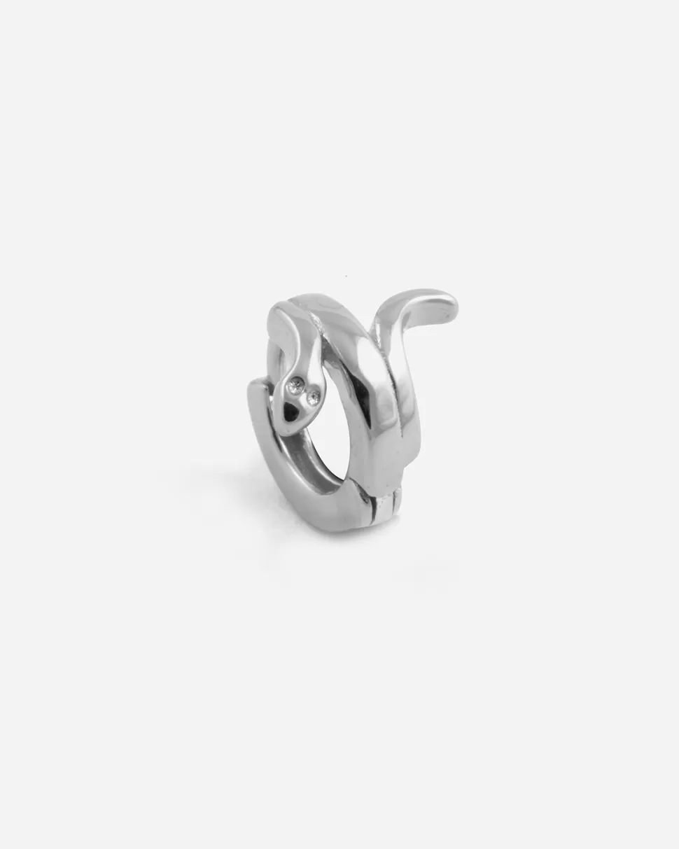 New Nove25 Einzel Ohrring Kreole Piercing Snake / Rhodium