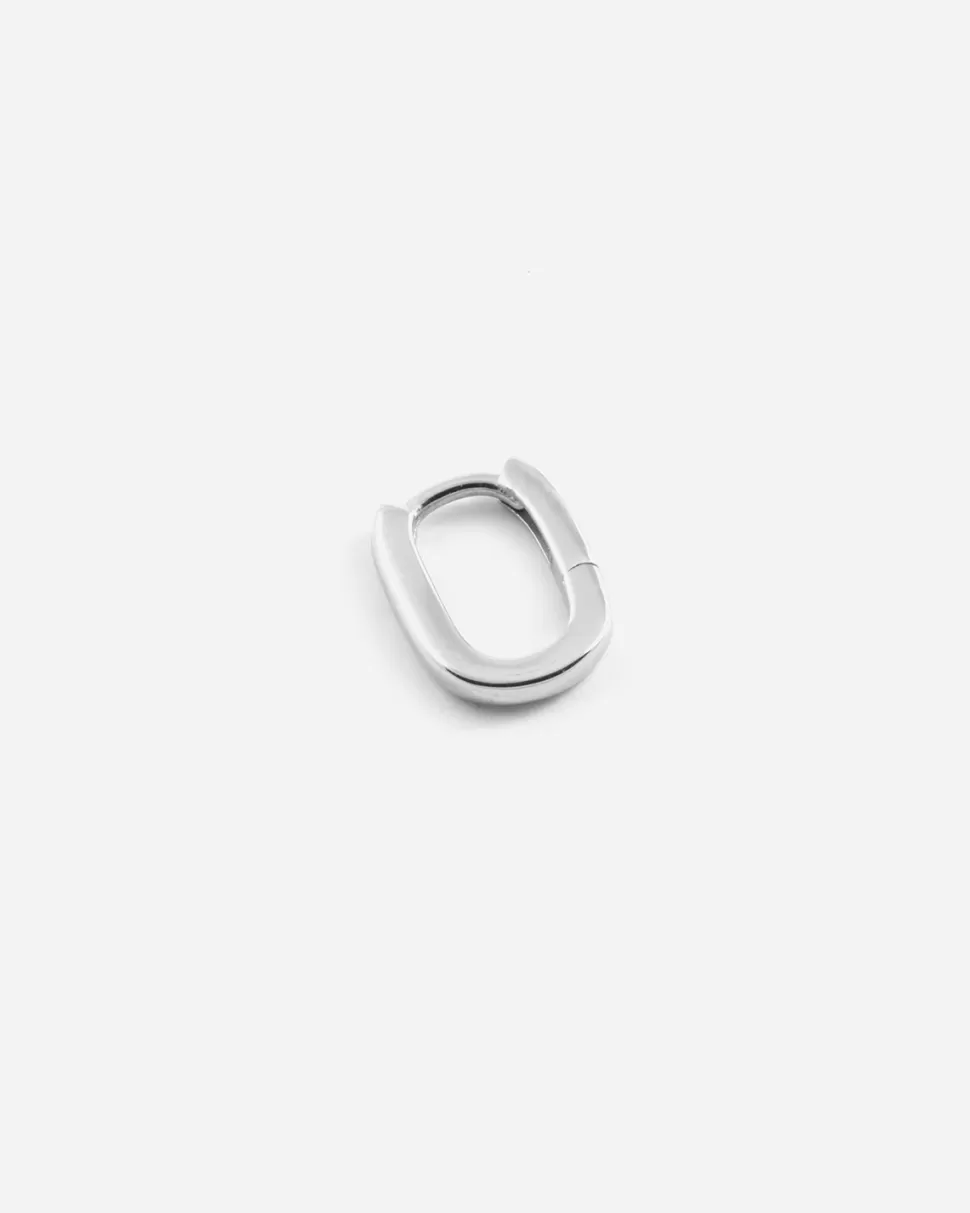 Store Nove25 Einzel Ohrring Mini Oval Soft / Rhodium