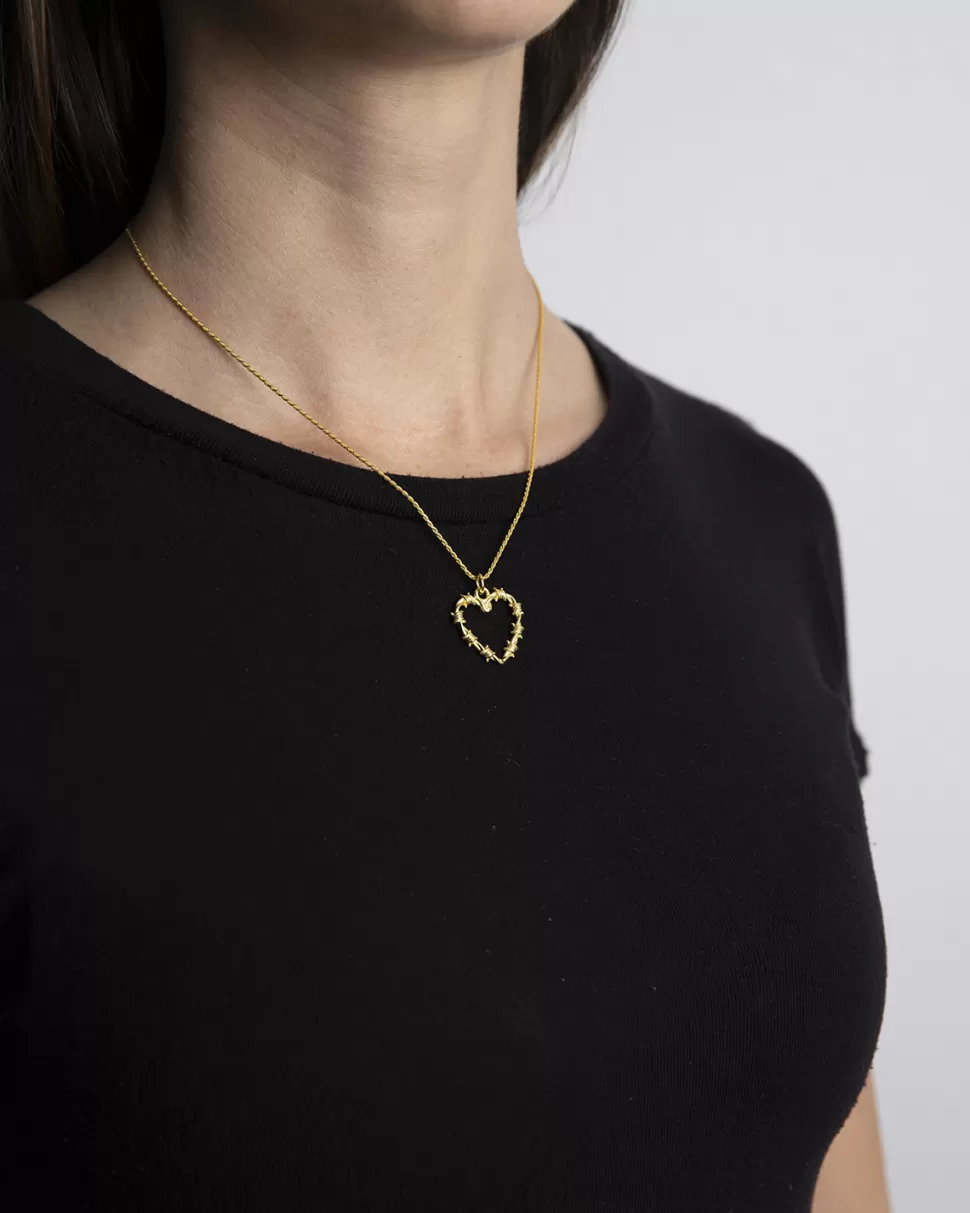 Store Nove25 Golden Barber Wire Heart Pendant