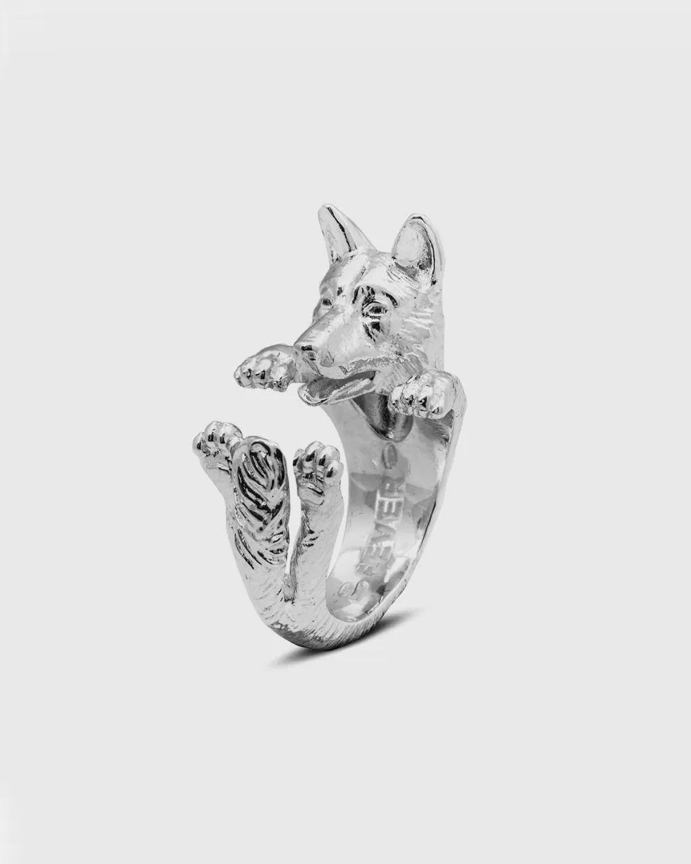 Cheap Nove25 Hug Ring Deutscher Schaferhund / Silber Poliert