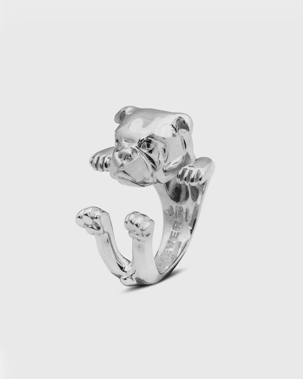 Clearance Nove25 Hug Ring Englische Bulldogge / Silber Poliert